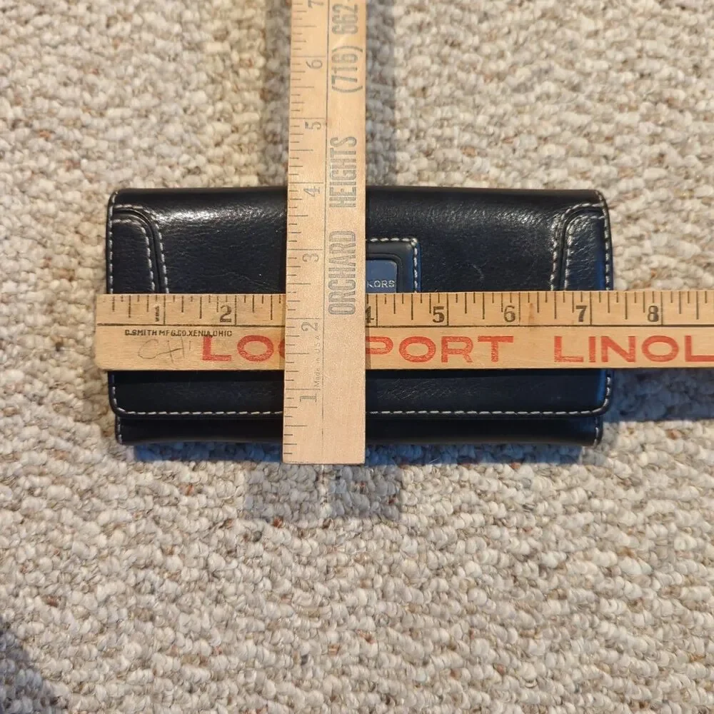 Michael Kors Brookville Carryall Leather Wallet Black Snap Change Pouch